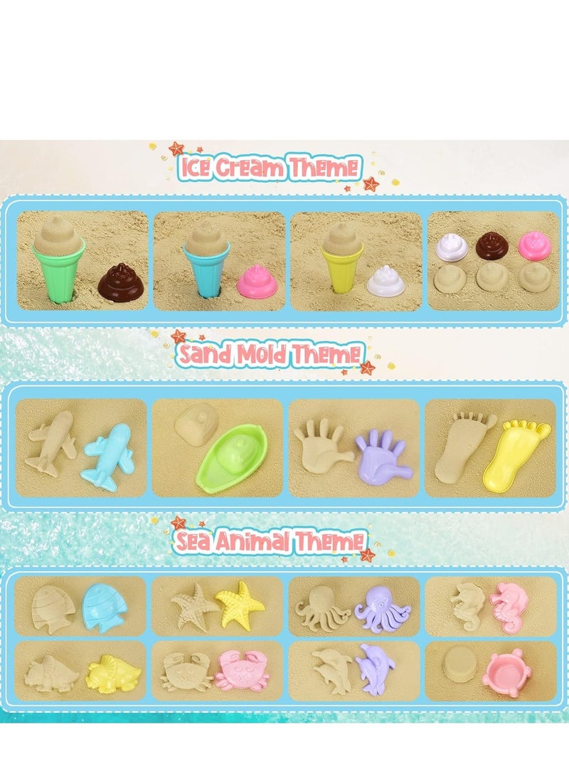 CUNUUDOOL Beach Toys, Ice Cream Sand Toys for Toddlers, with Collapsible Bucket and Shovels for Kids with Bag, Travel Toys for Boys Baby Girls Age 3 4 5 6 7 8+ - Image 5
