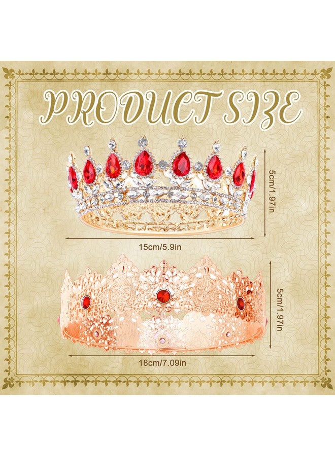 Haomian 2 Pieces Antique Royal King Crown for Men Baroque Queen Crown for Wedding Birthday Women Crystal Tiara Prom Accessories Graduation Costume Party Hair Accessories - Image 2
