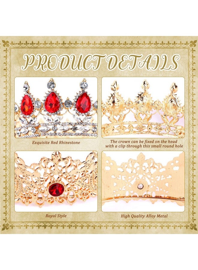 Haomian 2 Pieces Antique Royal King Crown for Men Baroque Queen Crown for Wedding Birthday Women Crystal Tiara Prom Accessories Graduation Costume Party Hair Accessories - Image 3