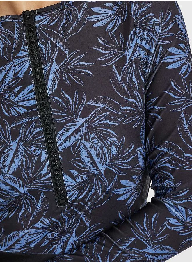 ستايلي Palm Print Ruffle Skirt Burkini