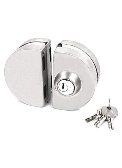 KNP Semi Circle Glass Door Lock in a silver/chrome finish is designed to provide security and style for glass doors.