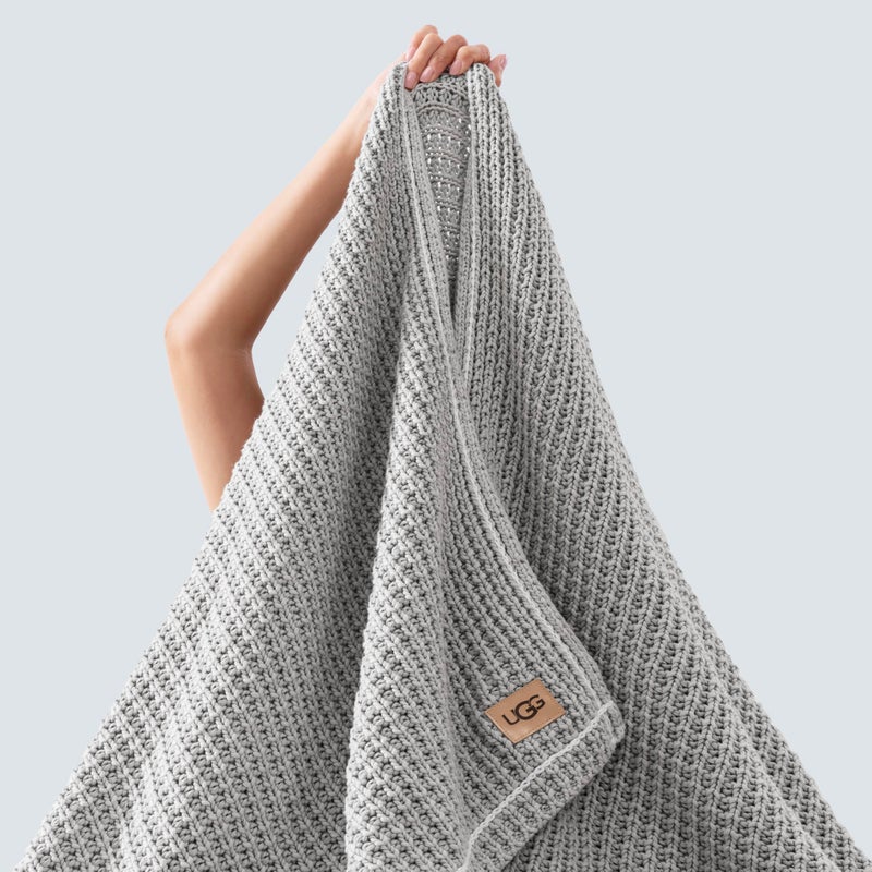 UGG Luna Knit Blanket Throw Cotton Chunky Soft Throw for Couch or Bed Cozy Warm Waffle Giftable Lightweight Blanket for Living Room Bedroom or Dorm Machine Washable, 50-inch x 70-inch, Stone Grey - Image 5