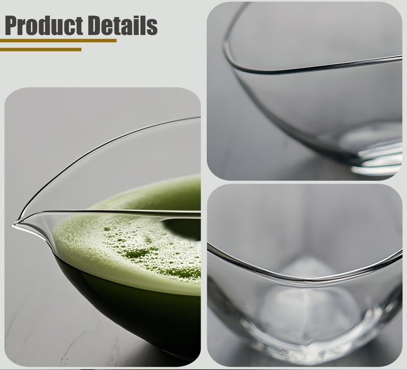 LamChyar Matcha Bowl with Spout, Lead-Free Glass Tea Bowl with Pour Spout 7 Oz, Japanese Style Chawan, Matcha Ceremony Accessories - Image 2