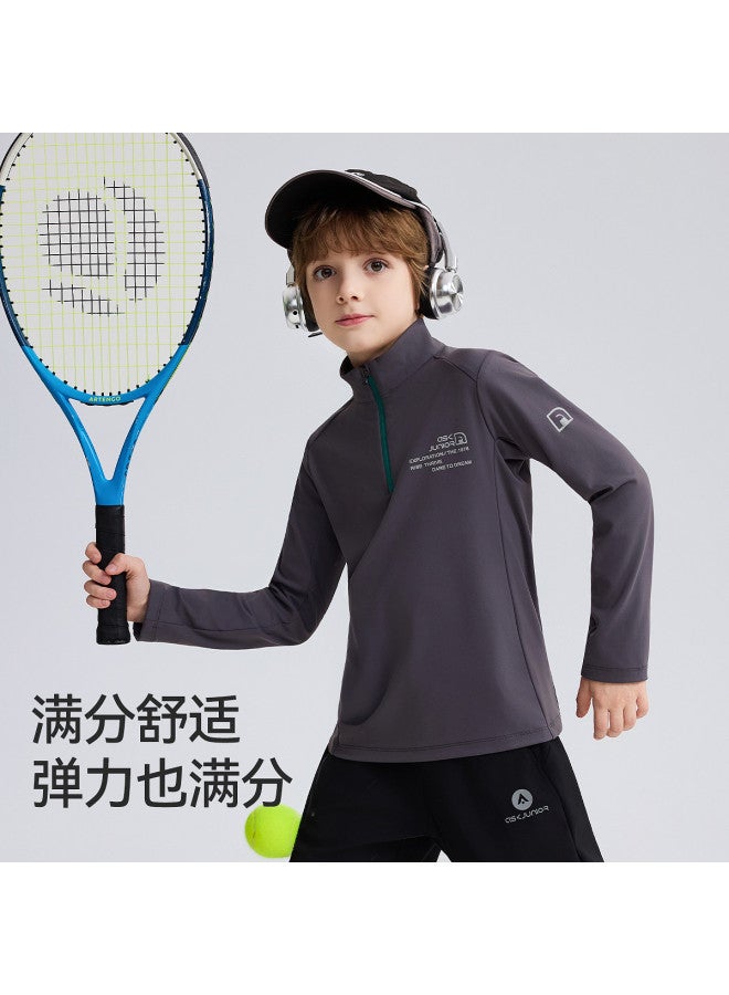 ASK JUNIOR Children's Long Sleeve T-shirt 2025 Autumn Mid-to-older Kids Half-zip Base Layer Shirt Boys - Image 4