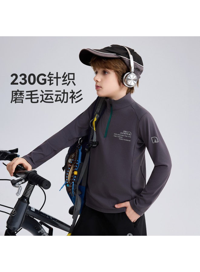 ASK JUNIOR Children's Long Sleeve T-shirt 2025 Autumn Mid-to-older Kids Half-zip Base Layer Shirt Boys - Image 2