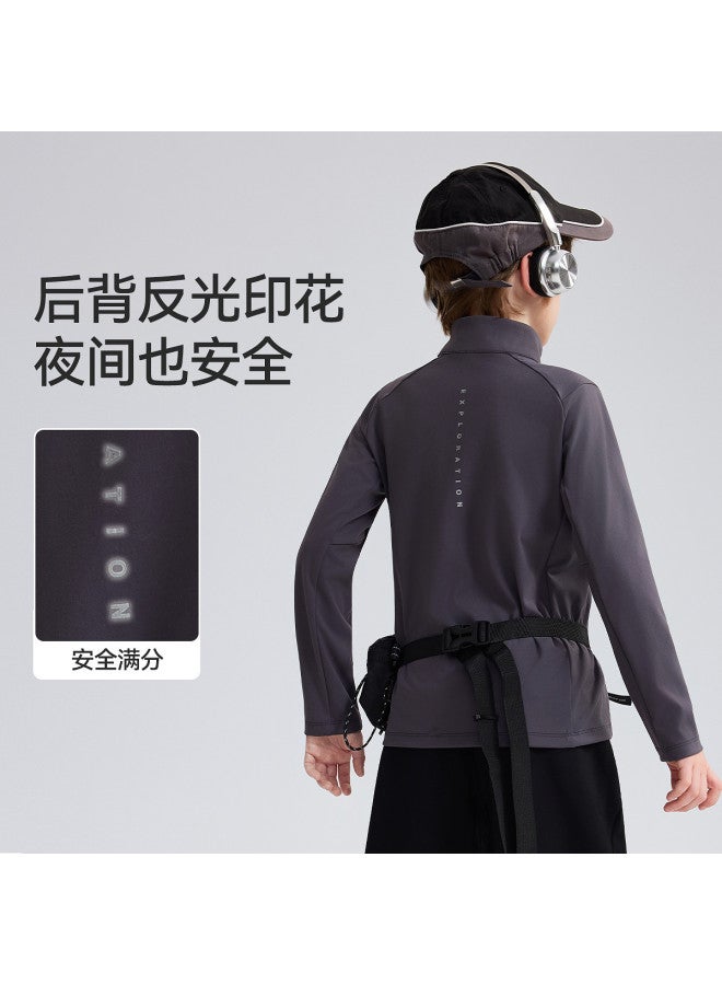 ASK JUNIOR Children's Long Sleeve T-shirt 2025 Autumn Mid-to-older Kids Half-zip Base Layer Shirt Boys - Image 3