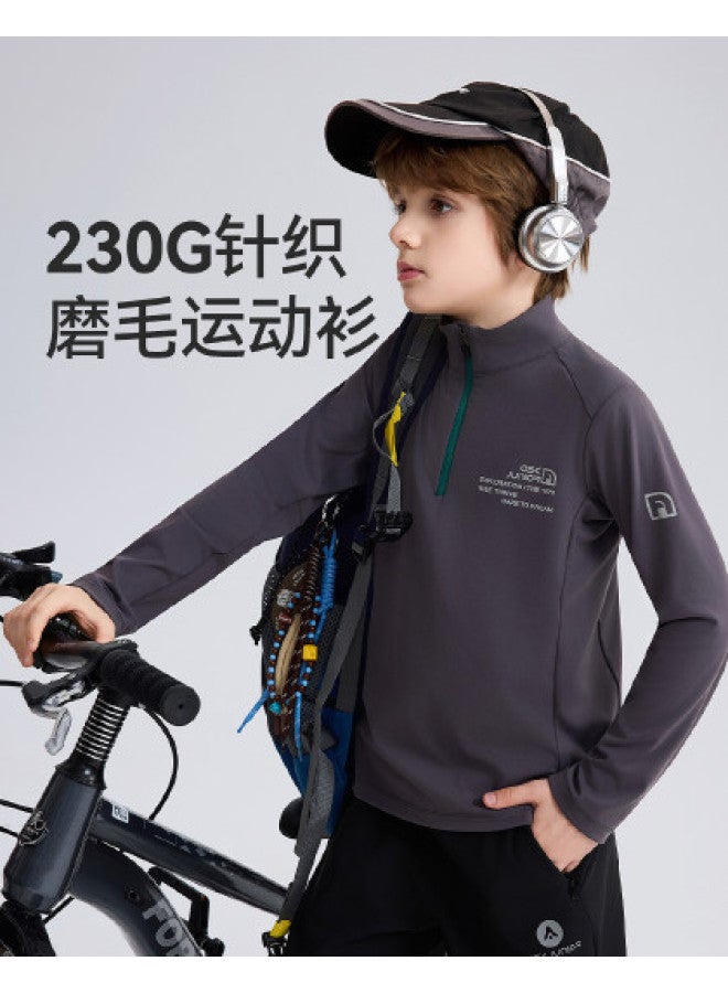 ASK JUNIOR Children's Long Sleeve T-shirt 2025 Autumn Mid-to-older Kids Half-zip Base Layer Shirt Boys - Image 1