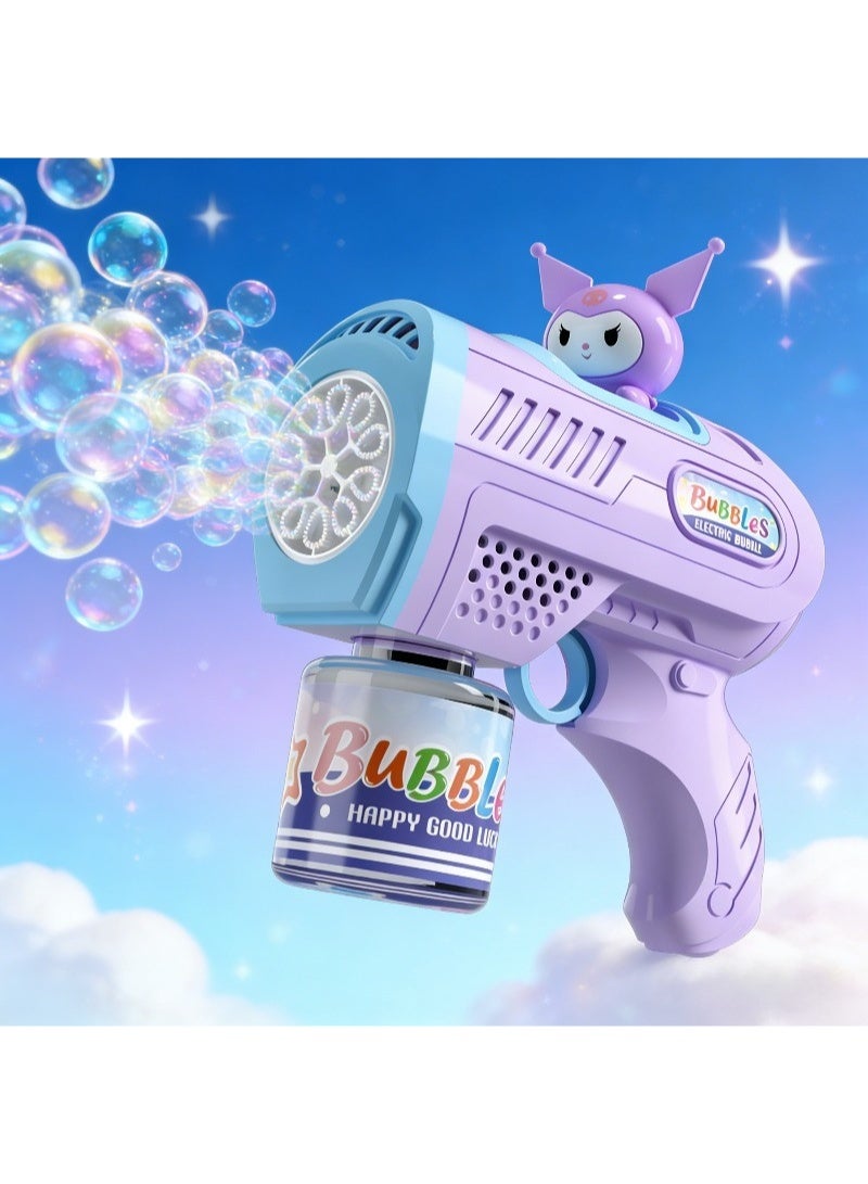 Bubbles Automatic Electric Bubble Machine Toy, Purple Sanrio Character with Solution Bottle - Image 3