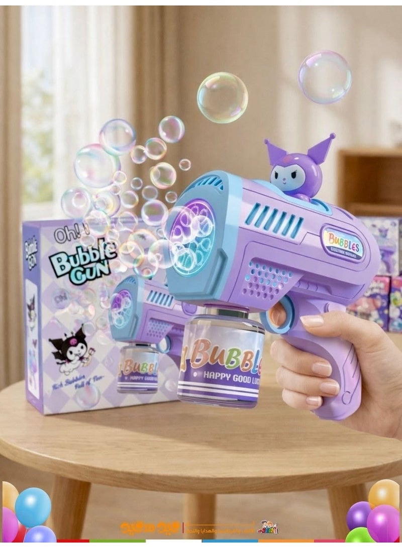 Bubbles Automatic Electric Bubble Machine Toy, Purple Sanrio Character with Solution Bottle - Image 4