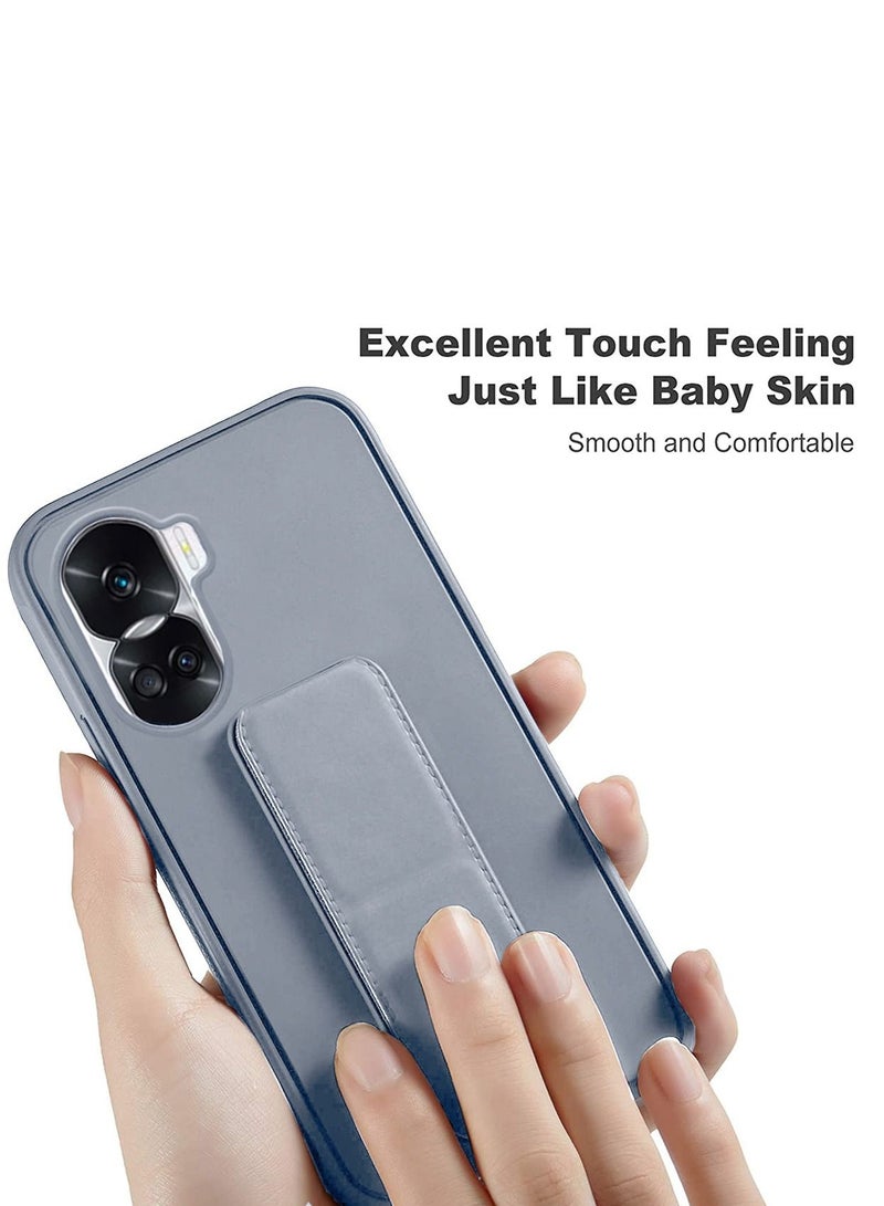 دبليو تيك قبضة يد بمسند مغناطيسي قابل للطي وحزام معصم وقبضة إصبع مع غطاء حماية مدمج لهاتف Honor 90 Lite 5G 2023 رمادي - Image 4