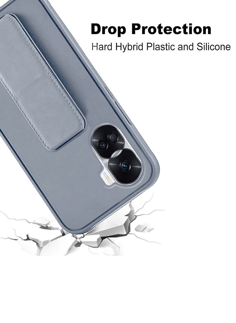 دبليو تيك قبضة يد بمسند مغناطيسي قابل للطي وحزام معصم وقبضة إصبع مع غطاء حماية مدمج لهاتف Honor 90 Lite 5G 2023 رمادي - Image 5