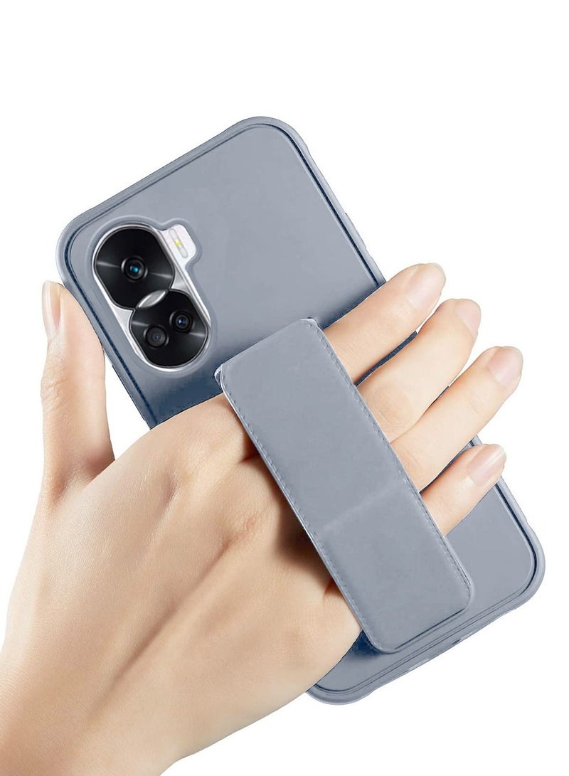 دبليو تيك قبضة يد بمسند مغناطيسي قابل للطي وحزام معصم وقبضة إصبع مع غطاء حماية مدمج لهاتف Honor 90 Lite 5G 2023 رمادي - Image 2