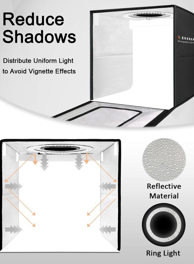 DUCLUS Light Box Photography, 16x16 inch Portable Photo Studio Box with 160 LED Dimmable Lights, 6 PVC & 2 Paper Backdrops for Product Photography. - Image 3