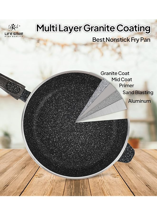 لايف سمايل مقلاة عميقة بغطاء، مطلية بالجرانيت متعدد الطبقات، غير لاصقة | مقبض بارد وحلقة تعليق | آمنة للاستخدام في الفرن (أسود، مقبض قابل للفصل، ٢٨ سم (٣.٦ لتر)) - Image 3