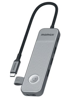 ONELINK 6 in 1 Multi-Function USB-C Hub USB-C 3.2 Up to 5Gps USB-C 100W PD 3.0 Charging and Data Transfer - Space Grey