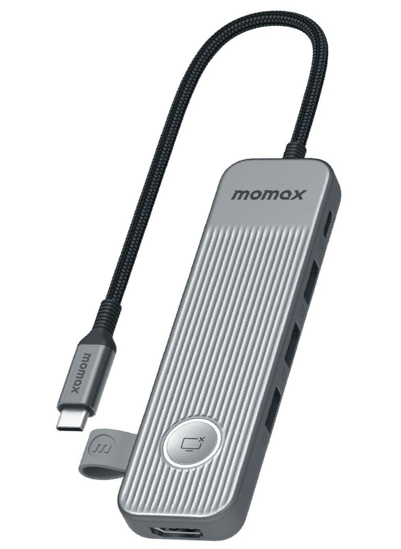 Momax - ONELINK 6 in 1 Multi-Function USB-C Hub USB-C 3.2 Up to 5Gps USB-C 100W PD 3.0 Charging and Data Transfer - Space Grey - Image 1