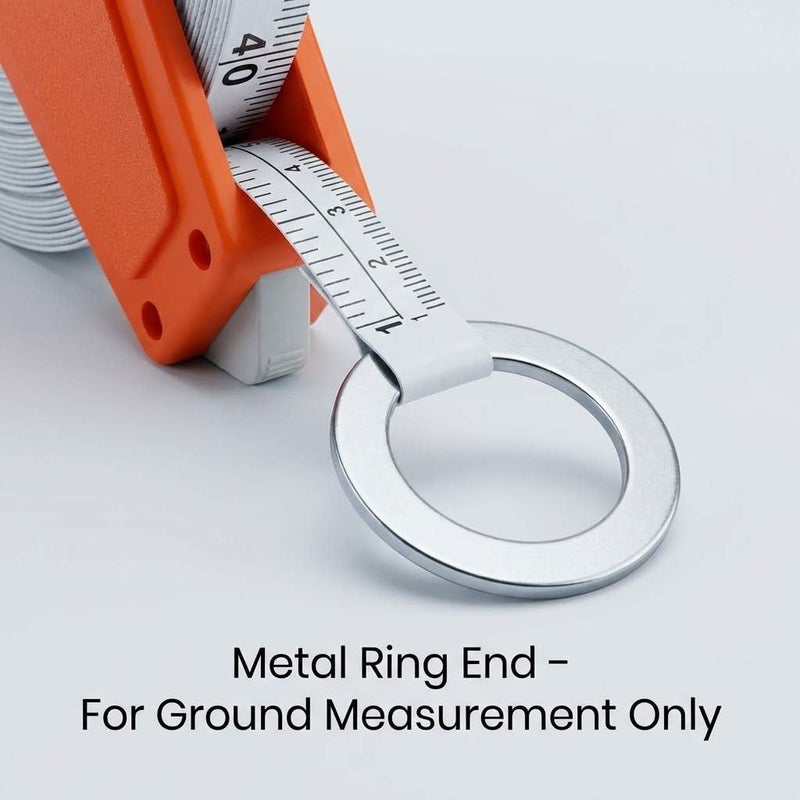QWORK 1/2" x 100' Fiberglass Tape Measure, Engineer's Open Reel Dual Sided Measure, Orange - Image 4