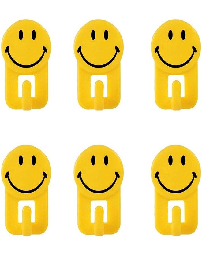CELLEBII® Smiley Hook Set Self Adhesive for Wall Hanging Kitchen Bathroom Accessories Hook (Pack of 6) - Image 2