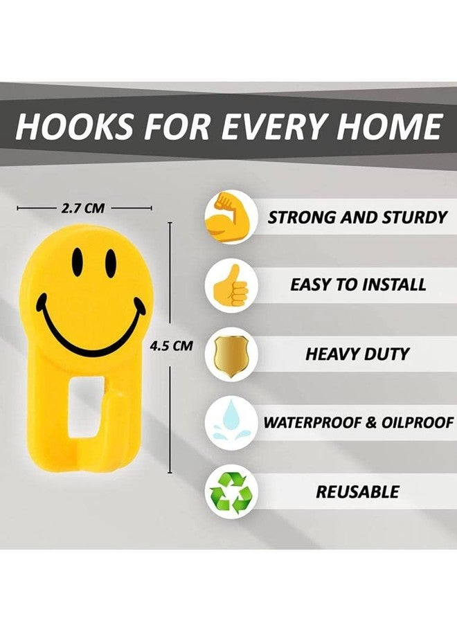 CELLEBII® Smiley Hook Set Self Adhesive for Wall Hanging Kitchen Bathroom Accessories Hook (Pack of 6) - Image 3