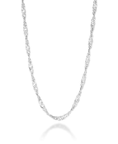 Miabella 925 Sterling Silver Italian 3mm Singapore Chain Necklace for Women Made in Italy Length 16 inches womens choker length - Image 1
