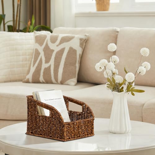 Stylave Pantry Organizers, Handwoven Large Wicker Baskets for Shelves, Labeled Storage Baskets for Organizing with Handles - Waterproof Plastic Storage Bins, Boho Decorative, 3Pack, Brown - Image 5