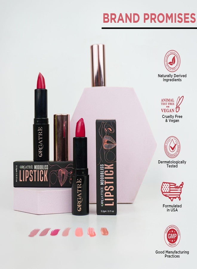 Orgatre MoodBliss Creamy Matte Long Lasting Bullet Lipstick for Women | Intense Colour, Keeps Lips Moisturised | Non-Drying | Highly Pigmented Non-Transfer Formula | Enriched with Almond Oil 3.2g - Image 4