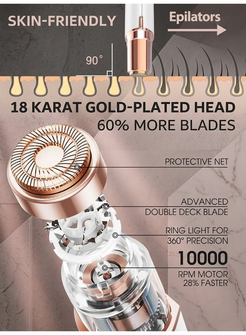 لو.بيبي.في  آلة إزالة شعر الوجه للنساء، آلة إزالة الشعر بدون ألم، تتضمن رأسين بديلين، ماكينة حلاقة كهربائية قابلة لإعادة الشحن عبر منفذ USB، مناسبة لإزالة شعر الجسم بالكامل للنساء، بما في ذلك الساقين ومنطقة البكيني والذراعين والإبطين والوجه. - Image 4
