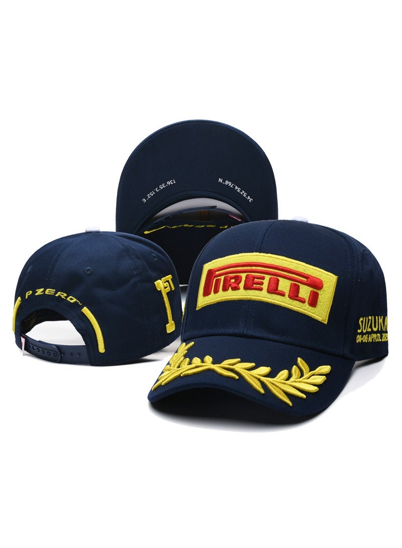 قبعة بيسبول بحرية من بيريلي مع تفاصيل سباق سوزوكا وتطريز إكليل الغار