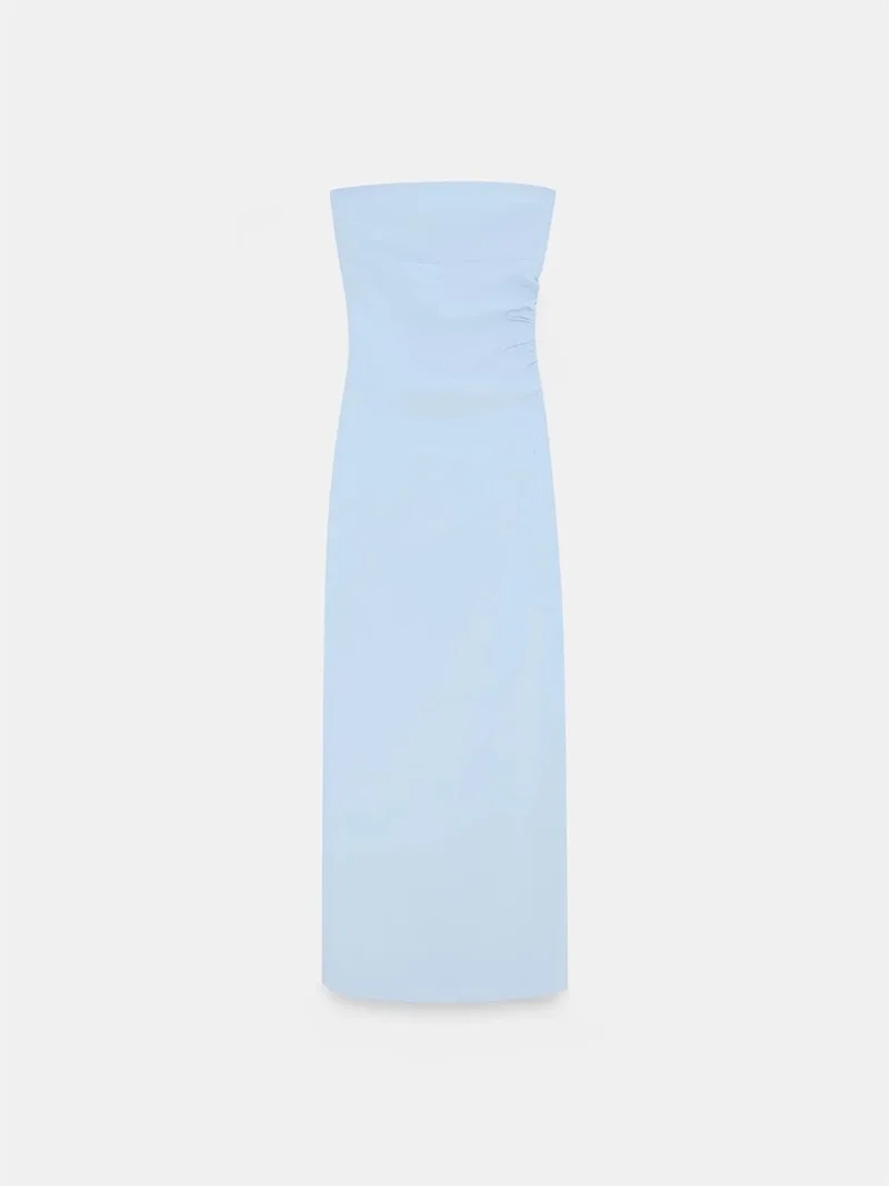 ديلفين DILVIN Strapless Bodycon Midi Dress With Slit