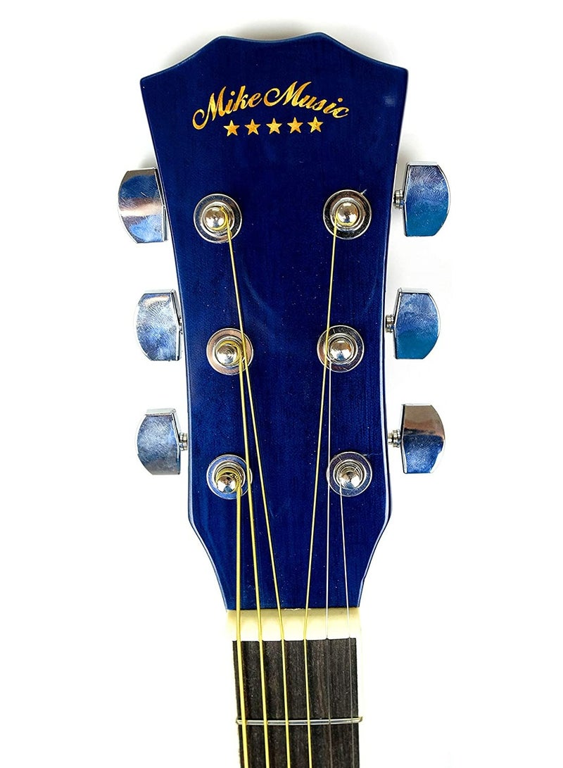 Mike Music 40 inch Acoustic Guitar Full Size Guitar All Wood Beginner Cutaway Guitars Starter Kit for Teens Adults with Free Thick Gig Bag, Strings, Capo, Picks-Glossy Blue Guitar - Image 2