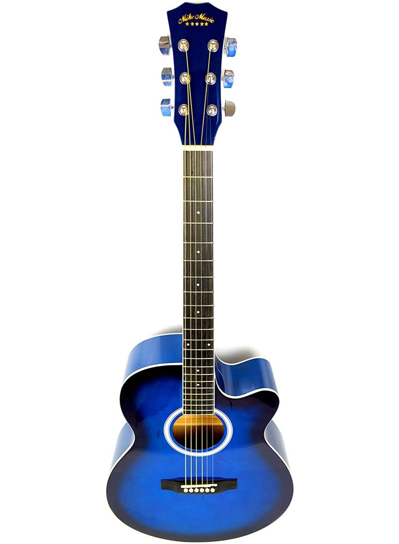 Mike Music 40 inch Acoustic Guitar Full Size Guitar All Wood Beginner Cutaway Guitars Starter Kit for Teens Adults with Free Thick Gig Bag, Strings, Capo, Picks-Glossy Blue Guitar - Image 5