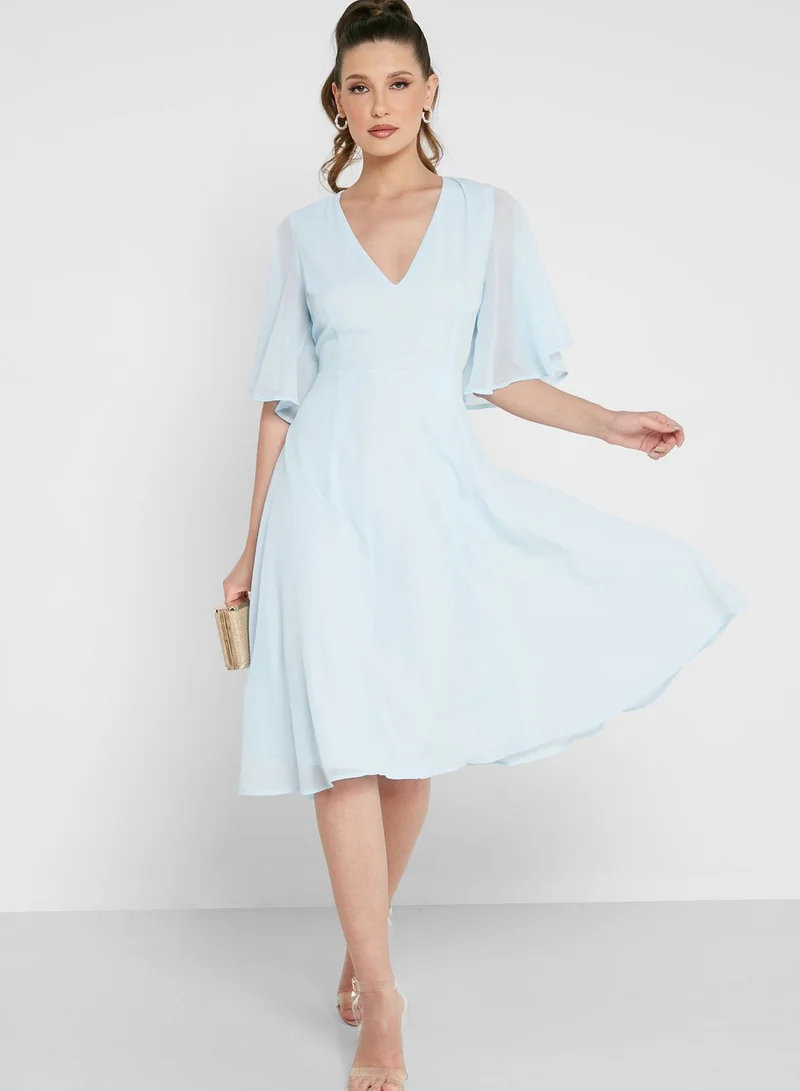 boohoo Angle Sleeve Skater Dress