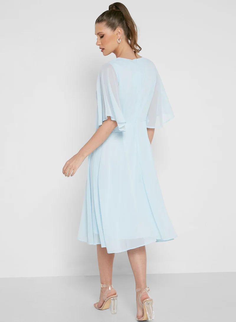 boohoo Angle Sleeve Skater Dress