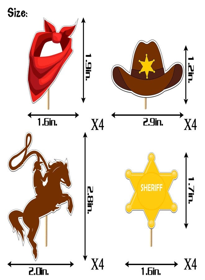 WPARHUS 32 Pcs Cowboy Cupcake Toppers - Cowboy & Cowgirl Birthday Party Decorations for Kids - Horse, Cactus, Hat, Boot Cake Toppers - Baby Shower Supplies - Image 5