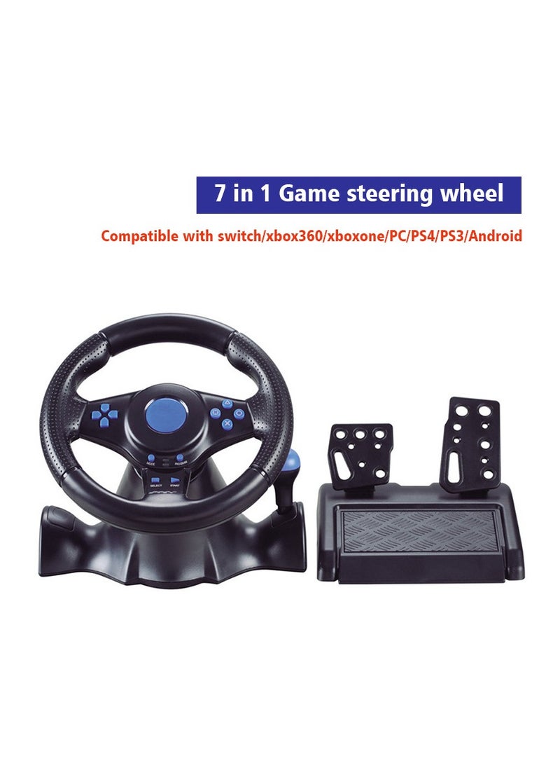 Racing Steering Wheel And Pedals, 7 In 1 180 Degrees Rotation PC Racing Wheel,Programable Dual Vibration USB Powered Racing Simulator Wheel, Enhances Your Racing Experience Compatible with Xbox one/360/PS4/PS2/PS3/PC