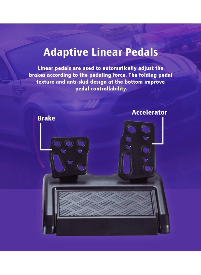 عجلة قيادة سباق مع دواسات عجلة سباق للكمبيوتر 7 في 1 | قابلة للبرمجة مع اهتزاز مزدوج | تعمل via USB | تعزز تجربة السباق | متوافقة مع أجهزة Xbox One/360/PS4/PS2/PS3/PC - Image 5