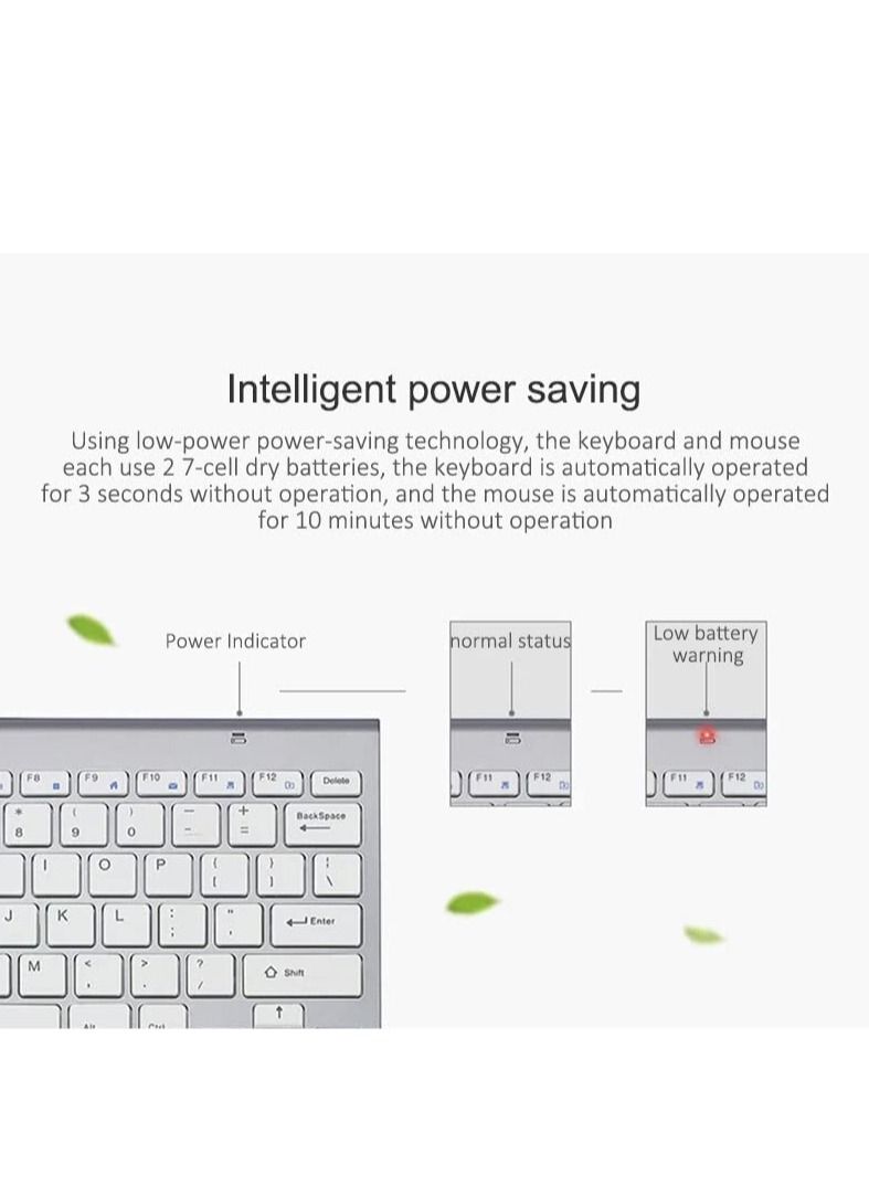 NTECH Wireless Keyboard And Mouse Combo Cordless USB Computer Keyboard And Mouse Set Ergonomic Silent Compact Slim For Windows Laptop Apple iMac Desktop PC - Image 3