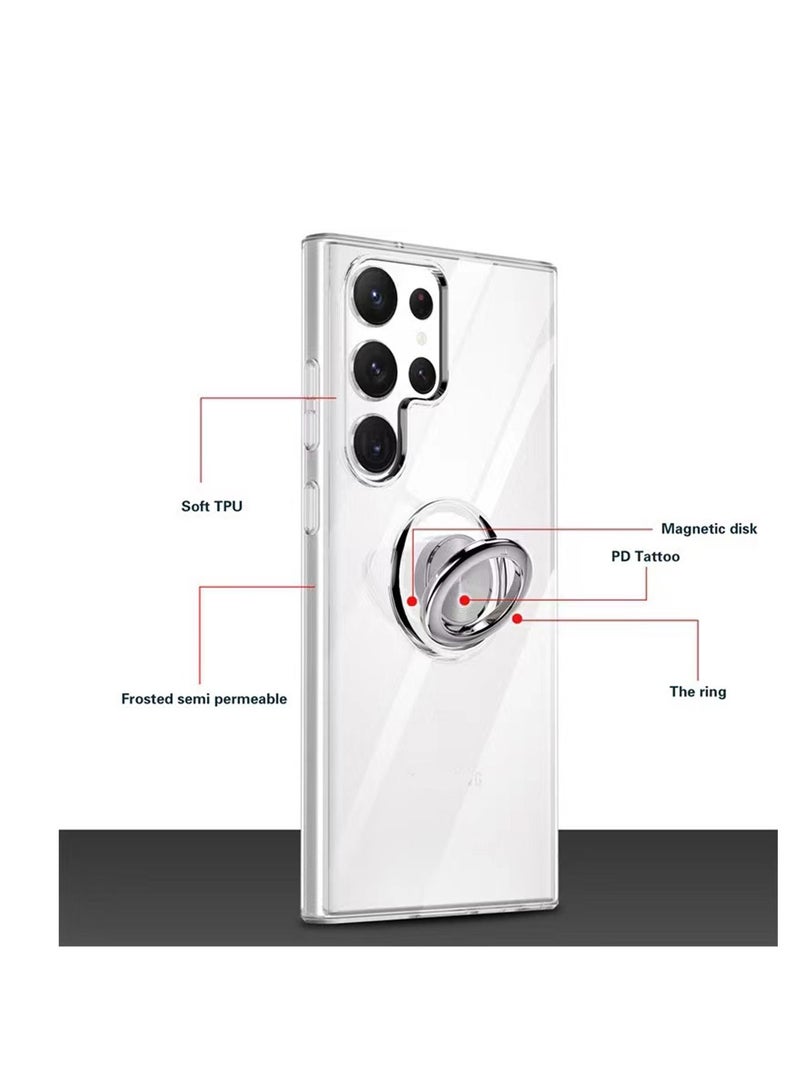إيف علبة السيليكون الناعمة الصافية الناعمة ذات براءة اختراع ذات براءة اختراع حاصلة على براءة اختراع راكستاند المقاومة للخدش لغطاء Samsung Galaxy S23 Ultra (Clear) - Image 3
