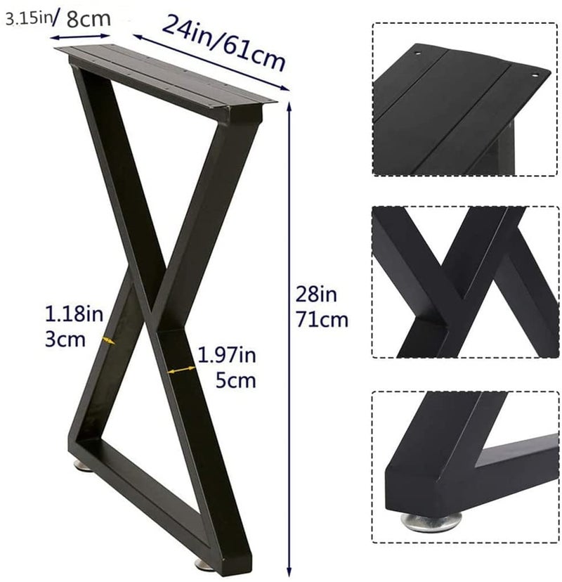 Ventuos Metal Table Legs 28 Inch Desk Legs Heavy Duty Industrial Dining Table Legs Z Shape Coffee Table Legs DIY Iron Bench LegsFurniture Legs Z Shape2824 - Image 3
