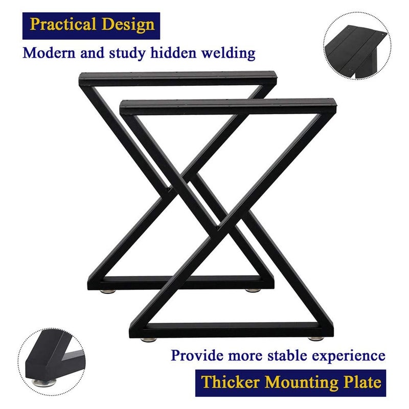 Ventuos Metal Table Legs 28 Inch Desk Legs Heavy Duty Industrial Dining Table Legs Z Shape Coffee Table Legs DIY Iron Bench LegsFurniture Legs Z Shape2824 - Image 2
