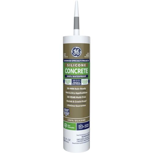 GE Sealants General Electric GE5020 Concrete and Masonry Silicone II Caulk, 10.1-Ounce, Grey, caulker, Light Gray - Image 1