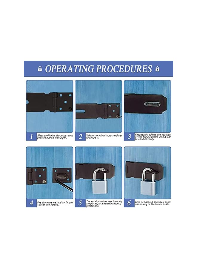 PROMASS Door Lock Latch with Password Combination Padlocks 4 Inch Stainless Steel Security Hasp and Zinc Alloy Padlocks, Heavy Duty Hasp and Staple Use for Door Window Locker Drawer Pet Cage Cabinet-2 Pack - Image 3