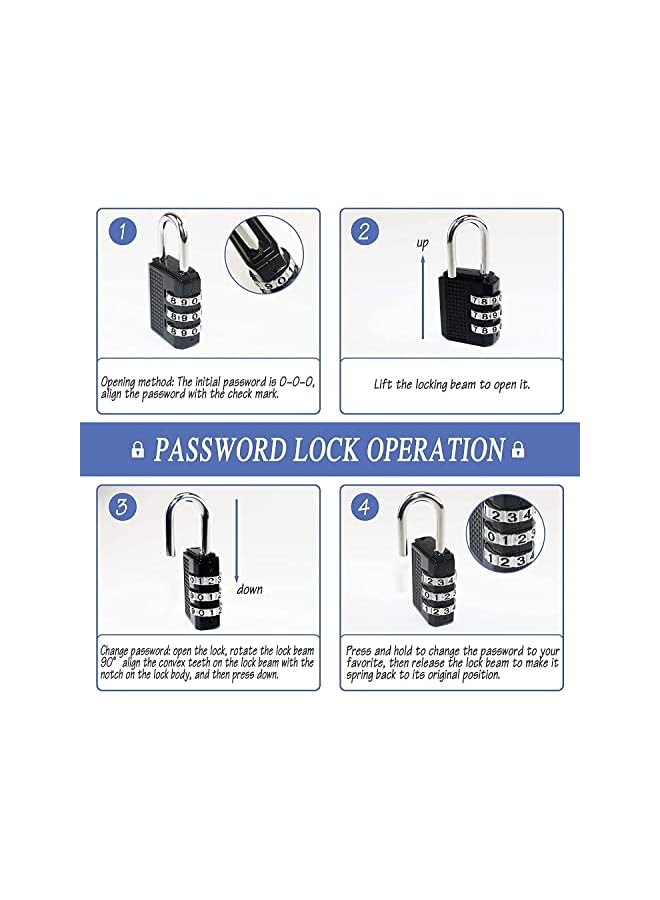 PROMASS Door Lock Latch with Password Combination Padlocks 4 Inch Stainless Steel Security Hasp and Zinc Alloy Padlocks, Heavy Duty Hasp and Staple Use for Door Window Locker Drawer Pet Cage Cabinet-2 Pack - Image 2