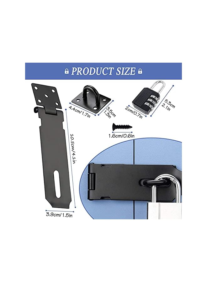 PROMASS Door Lock Latch with Password Combination Padlocks 4 Inch Stainless Steel Security Hasp and Zinc Alloy Padlocks, Heavy Duty Hasp and Staple Use for Door Window Locker Drawer Pet Cage Cabinet-2 Pack - Image 4