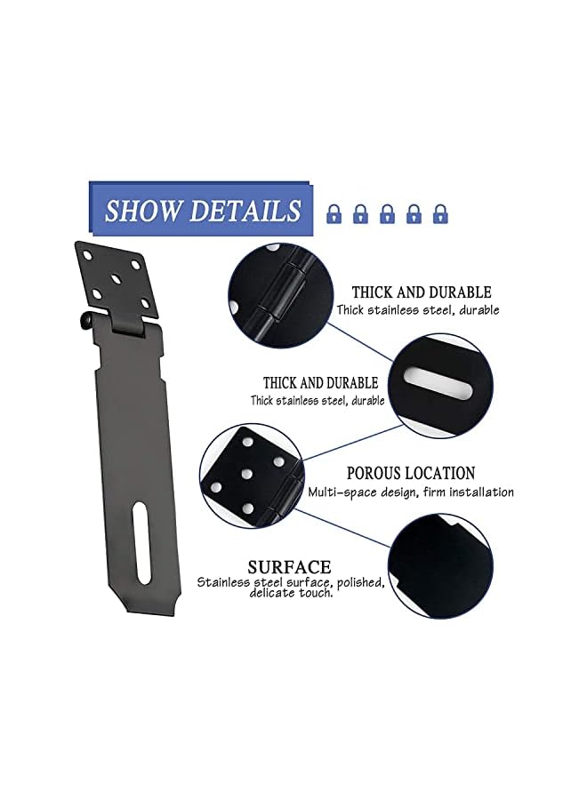 PROMASS Door Lock Latch with Password Combination Padlocks 4 Inch Stainless Steel Security Hasp and Zinc Alloy Padlocks, Heavy Duty Hasp and Staple Use for Door Window Locker Drawer Pet Cage Cabinet-2 Pack - Image 5
