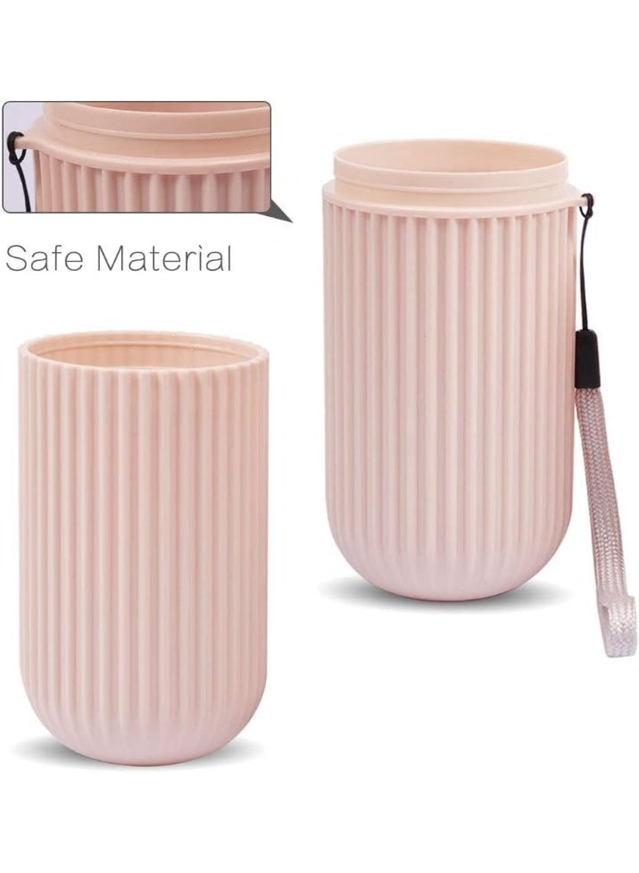 8 Pcs Travel Toothbrush Case with Cups, Portable Toothbrush Holder for Toothpaste Storage, Durable Toothbrush Container for Travel, Camping, School, Business Trip, 4 Colors, 19.6 x 6 cm - Image 3
