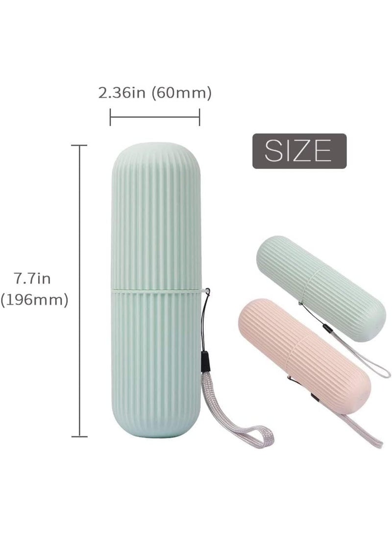 8 Pcs Travel Toothbrush Case with Cups, Portable Toothbrush Holder for Toothpaste Storage, Durable Toothbrush Container for Travel, Camping, School, Business Trip, 4 Colors, 19.6 x 6 cm - Image 2