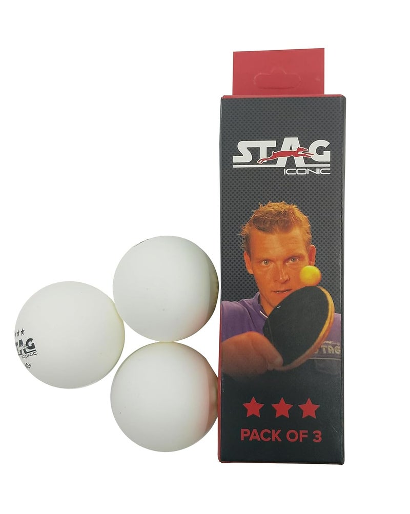 STAG كرات تنس الطاولة 3 نجوم الجديدة 2024 | كرات بينغ بونغ متقدمة 40+ مم للتدريب، البطولات واللعب الترفيهي | متينة للألعاب الداخلية/الخارجية - بيضاء (عبوة من 3) - Image 2