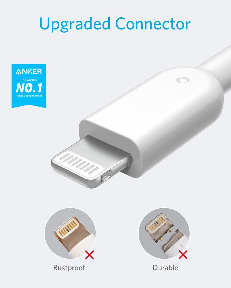 Anker Powerline II Lightning Cable (6ft), Probably The World's Most Durable Cable, MFi Certified for iPhone 14 Plus 14 14 Pro Max 13 13 Pro 12 11 X XS XR 8 8Plus 7 7Plus 6 6Plus (White) - Image 2
