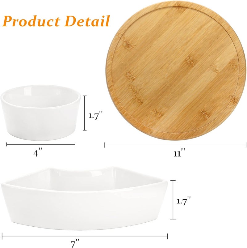 Lyellfe Divided Serving Dish Lazy Susan 360 Rotatable Porcelain Appetizer Snack Tray Platter for Fruit Veggies Candy Relish Tray for Christmas Thanksgiving Party 5 Removable Compartment White - Image 2